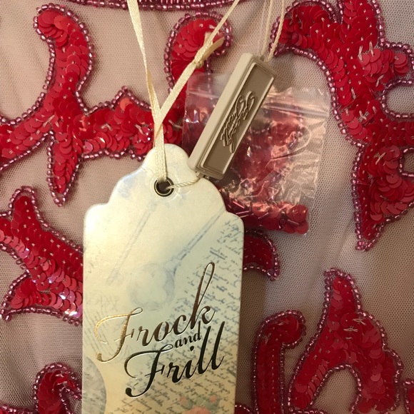 Frock and Frill red beaded dress with mesh insert - Picture 11 of 12